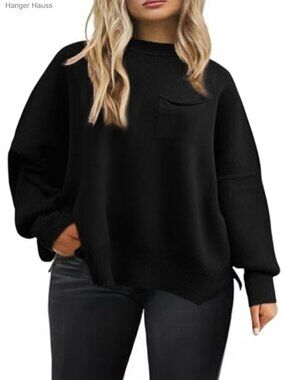 Plus Size Oversized Sweater Batwing Long Sleeve Tunic Pullover Top